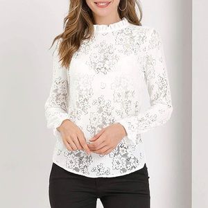 White floral lace blouse
